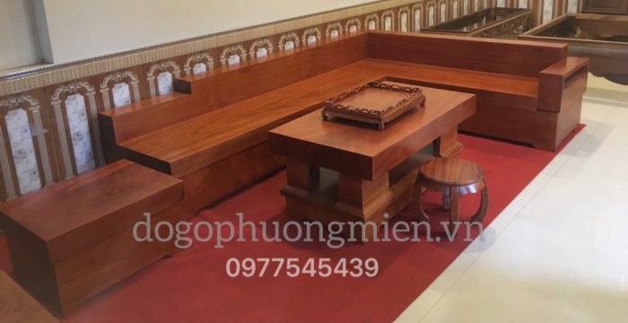 Bộ sofa gỗ gõ đỏ nguyên khối đẹp.