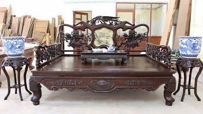 Giường ba thành gỗ gụ đẹp