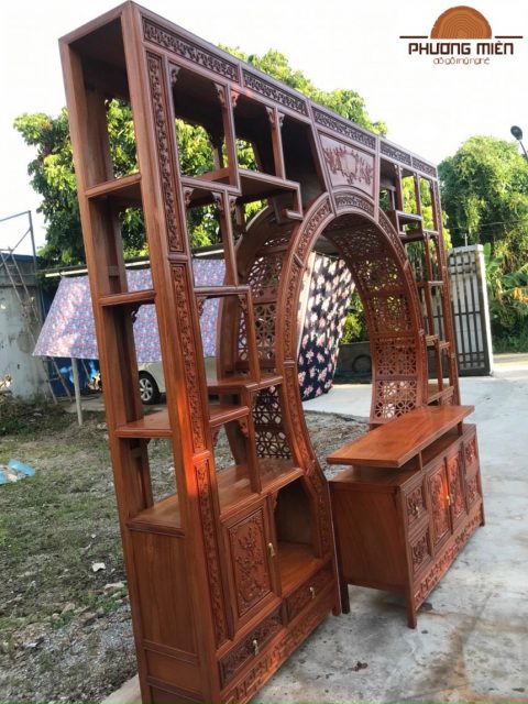 Tủ cổng vách ngăn phòng gỗ gõ đỏ đẹp