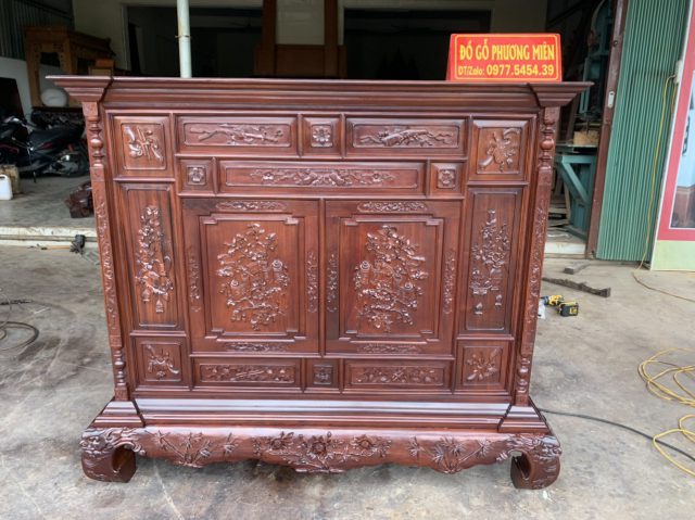 Mẫu tủ thờ huế gỗ gụ siêu víp đẹp