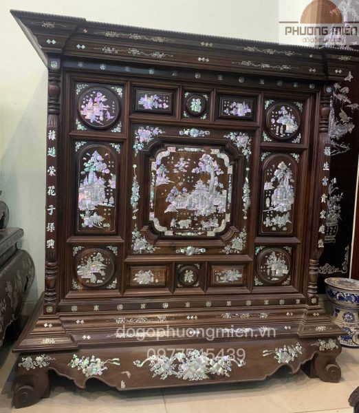 Tủ thờ Huế gỗ gụ cẩn ốc đẹp