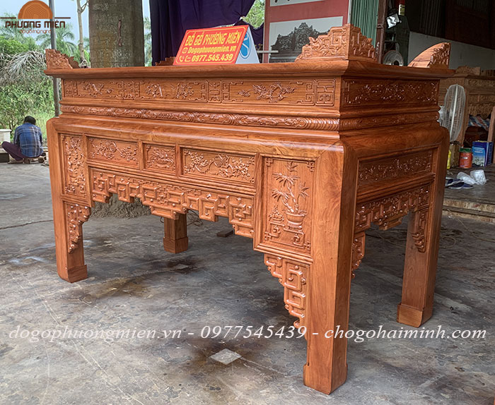 Mẫu bàn thờ án gian triện 2 tầng cổ gỗ hương đá
