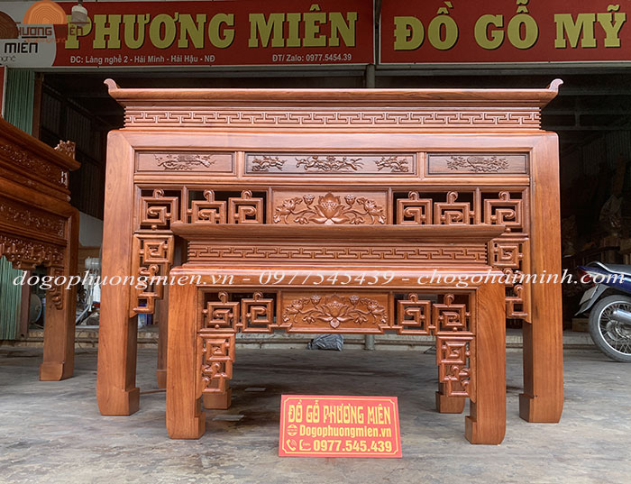 án gian thờ triện gỗ hương đá đẹp