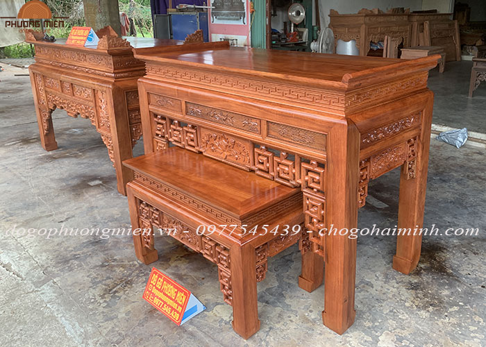 bàn thờ triện sen gỗ hương đá
