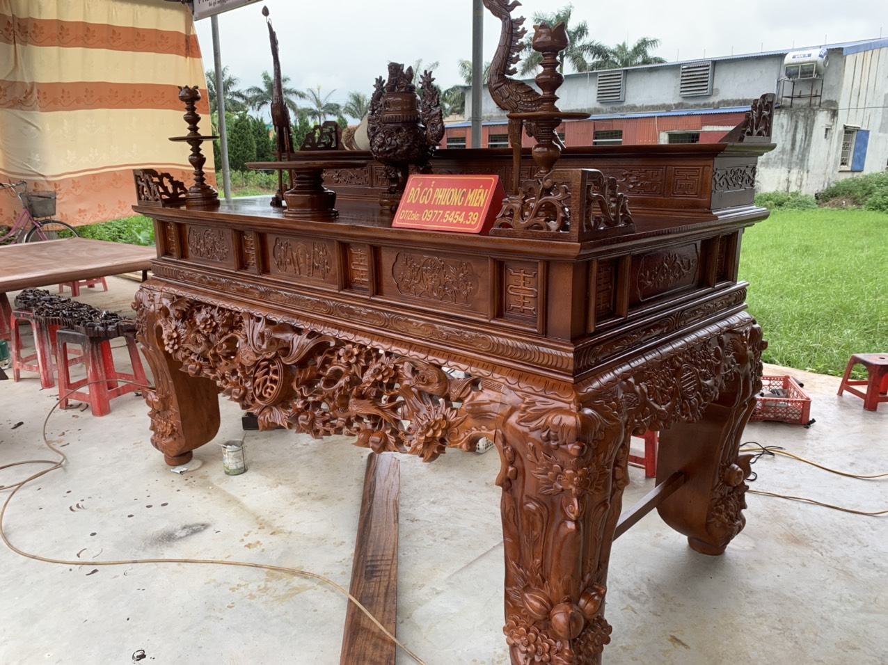 Mẫu sập thờ mai điểu nhị cấp gỗ mít đẹp