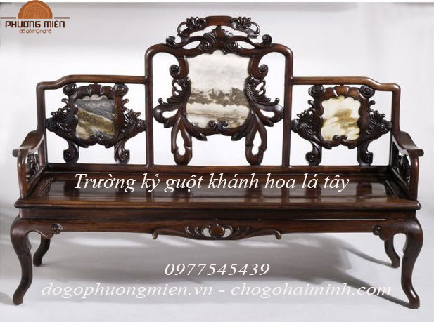 Mẫu Bàn ghế trường kỷ gỗ đẹp mới Trường kỷ guột hoa lá tây gỗ gụ đẹp