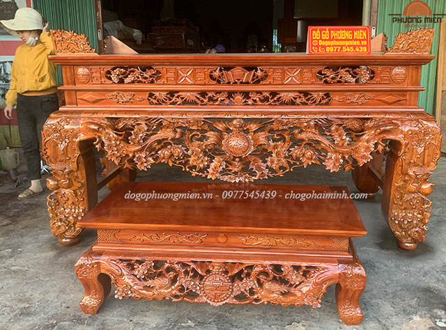 sập thờ mai điểu gỗ gụ vai liền đẹp