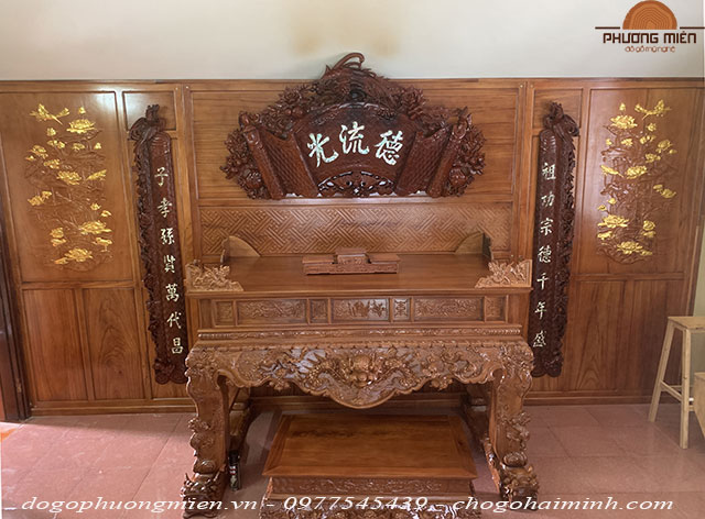 sập thờ tứ linh gỗ gõ đỏ đẹp