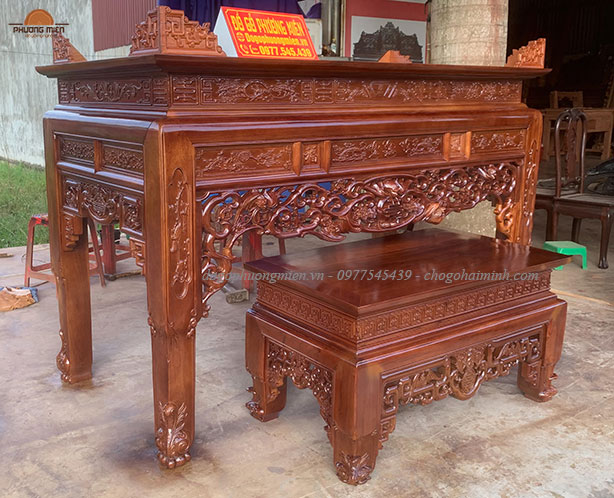 bàn thờ gia tiên truyện ngũ phúc gỗ gụ