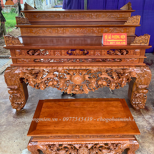 bàn thờ án gian bàn thờ án gian mai điểu gỗ gụ liền khối