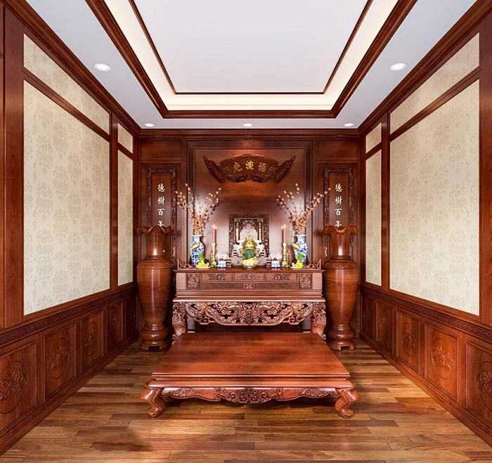 phòng thờ gỗ gõ đỏ
