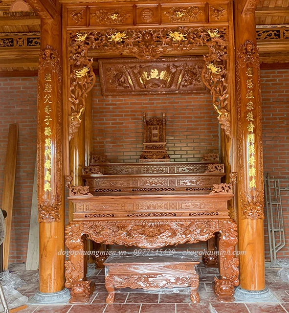 phòng thờ gỗ gõ đỏ đẹp