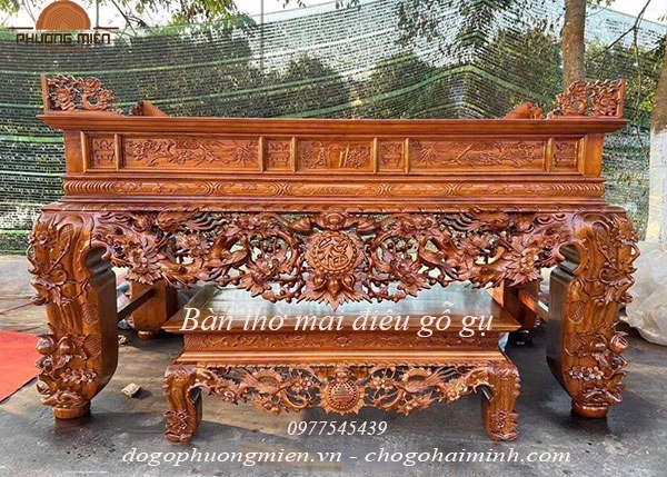 mẫu bàn thờ mai điểu gỗ gụ