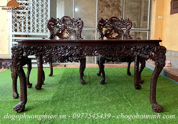 mẫu bàn ghế trường kỷ khánh rồng gỗ gụ