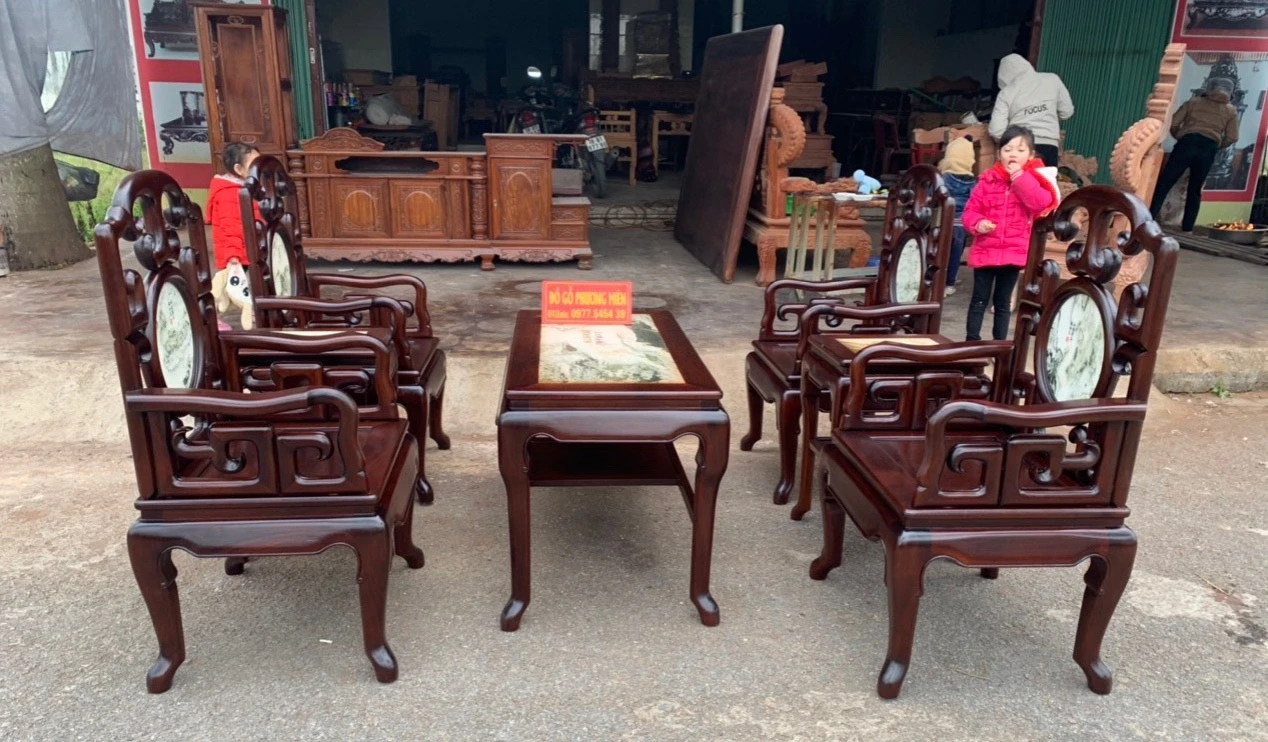 bàn ghế móc mỏ gỗ gụ