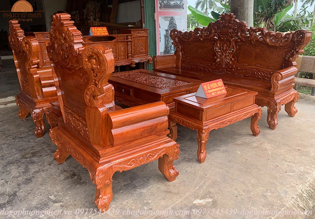 bàn ghế hoàng gia tay 14 gỗ hương đá