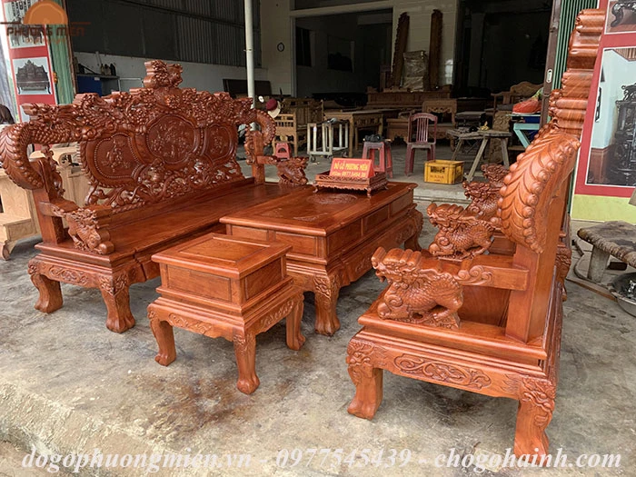 bàn ghế phòng khách hiện đại gỗ hương đá