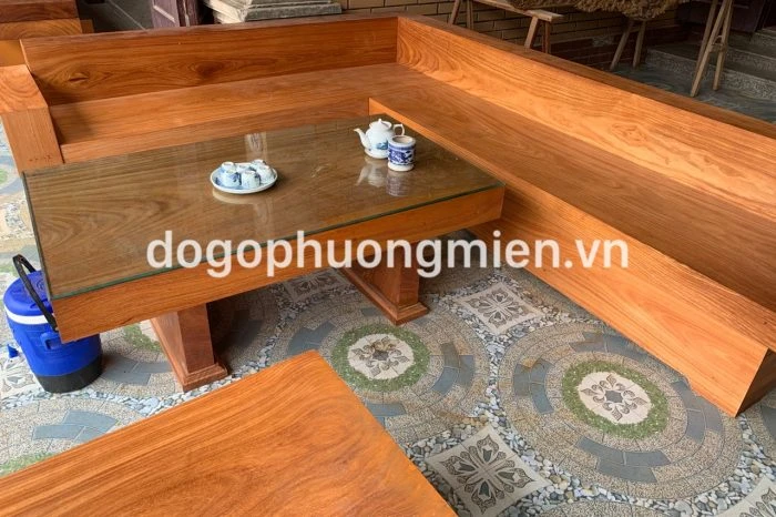sofa chữ l gỗ gõ đỏ