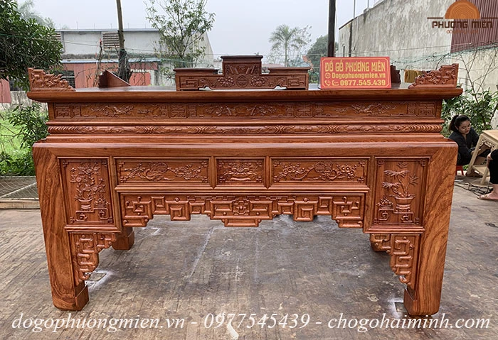 bàn thờ truyện gỗ hương đá rộng 2m17