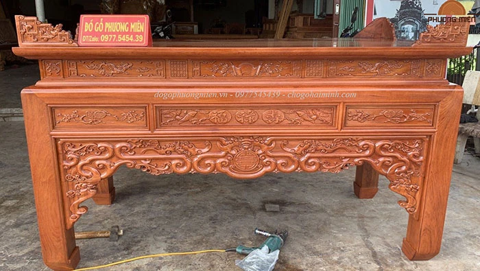 bàn thờ gia tiên truyện như ý gỗ hương đá