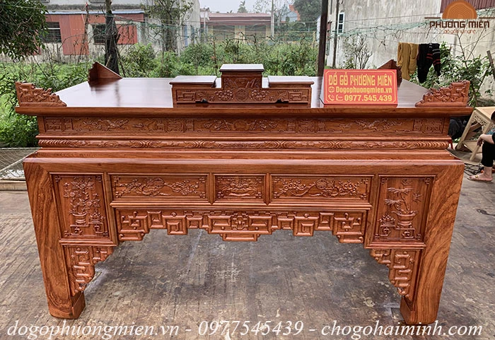 mẫu bàn thờ truyện ô xa gỗ hương đá