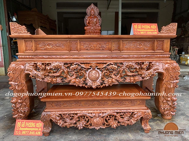 án gian thờ gỗ hương đá hoa mai điểu