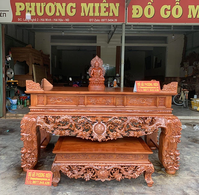 án thờ gỗ hương đá hoa mai đểu