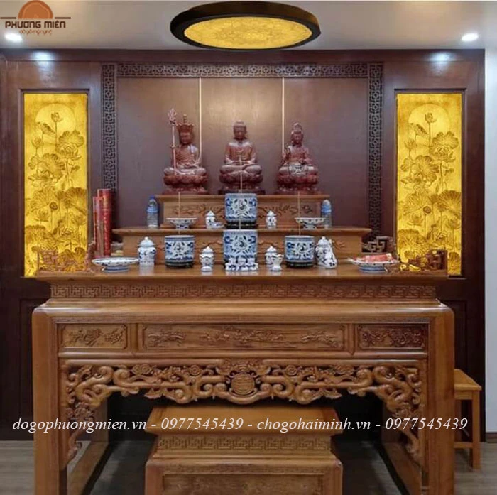 bàn thờ tam cấp gỗ gõ đỏ