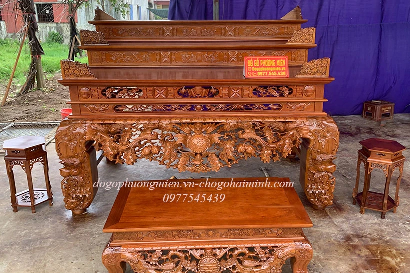 sập thờ tam cấp mai điểu gỗ gụ