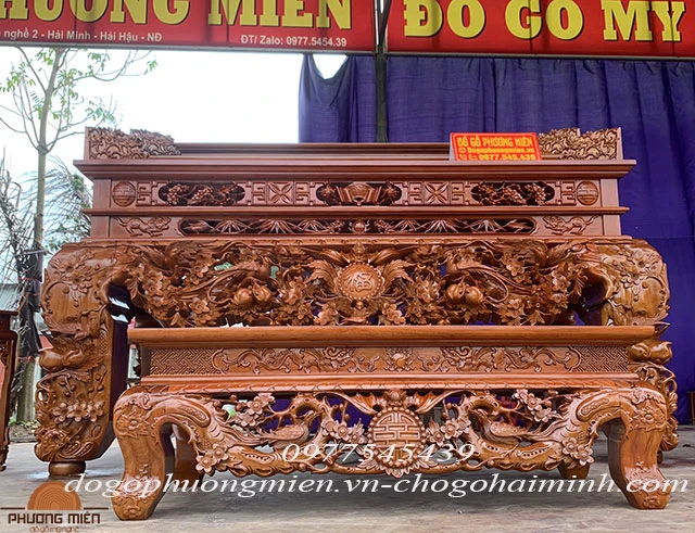 Bàn thờ tam cấp hoa mai gỗ gụ