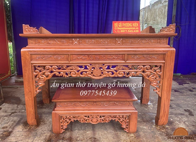 án gian thờ truyện gỗ hương đá