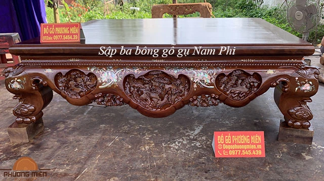 Sập ba bông gỗ gụ Nam Phi