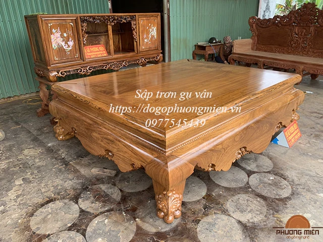 sập trơn gỗ gụ vân cỡ trung 1m6 x 2m