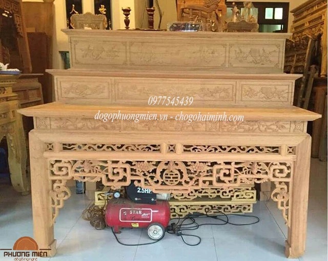 Bàn thờ ngũ phúc 3 tầng gỗ gụ đẹp.