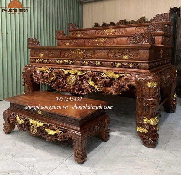 Kích thước chuẩn phong thuỷ của bàn thờ gỗ 3 tầng.